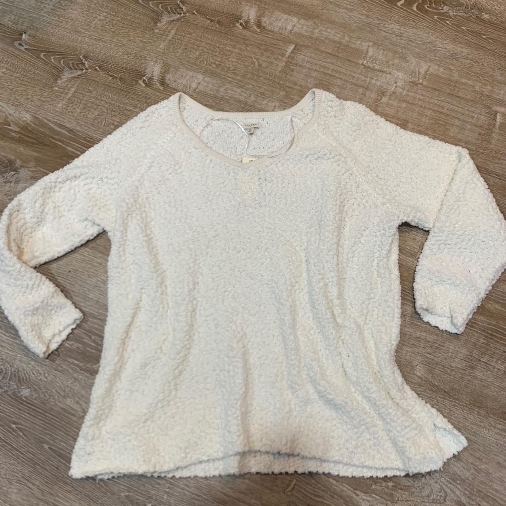 NWT! White V-neck Teddy Bear Sweater